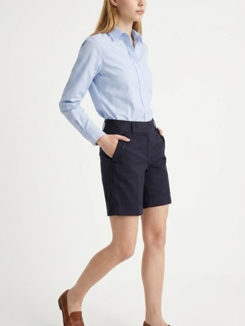 Brooks Brothers Navy Cotton Blend Shorts Preppy Coastal Classic Size 6